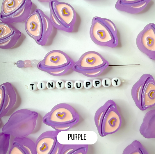 Chunky Frosted Purple, Pink, Yellow, White, Blue Planet Enamel Acrylic Bead