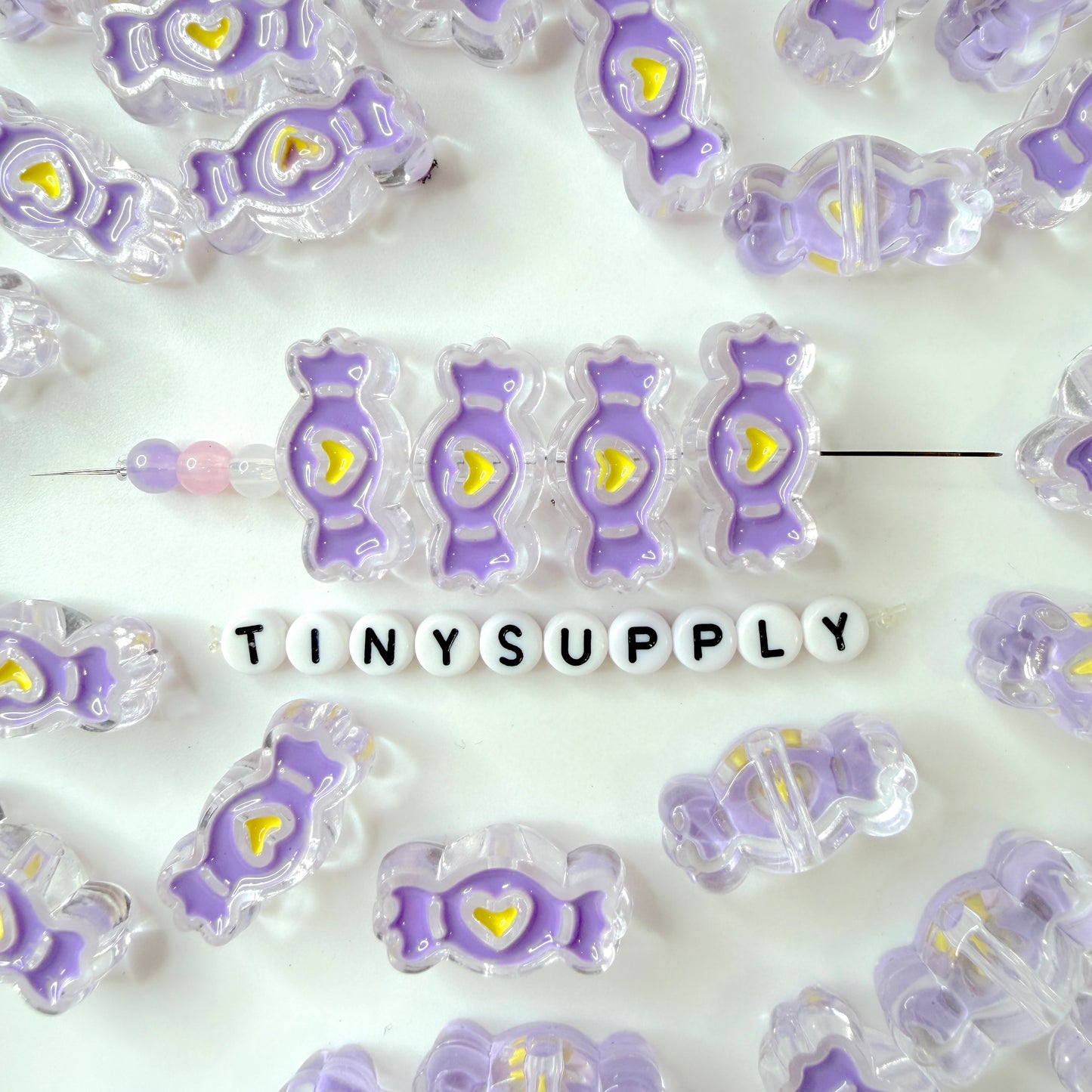 Chunky Transparent Purple Wrapped Candy Acrylic Bead (13.5x26.5mm)