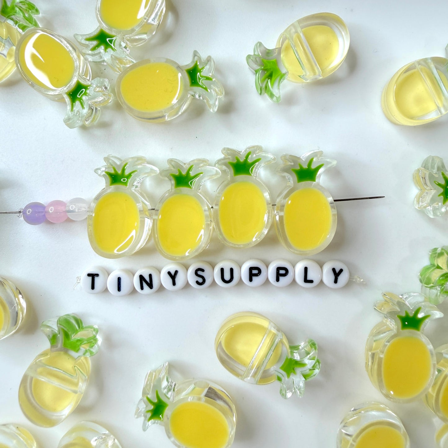 Chunky Transparent Yellow Pineapple Acrylic Bead (25x15mm)