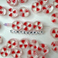 Chunky Transparent Red and White Peppermint Acrylic Bead (20x9mm)