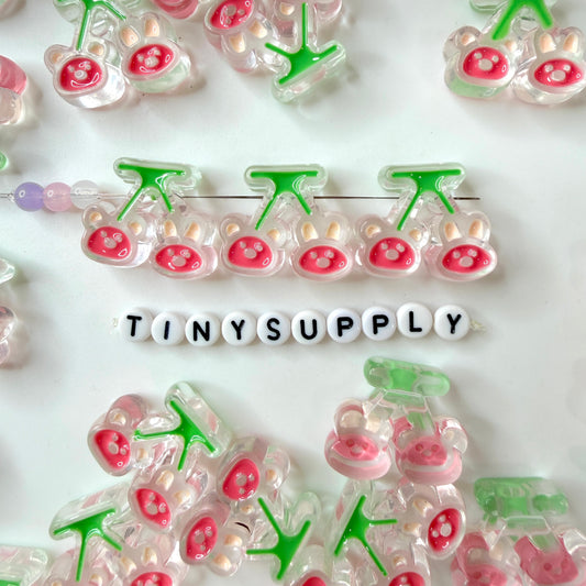 Chunky Transparent Pink Cherry Animal Acrylic Bead (22.5x26mm)