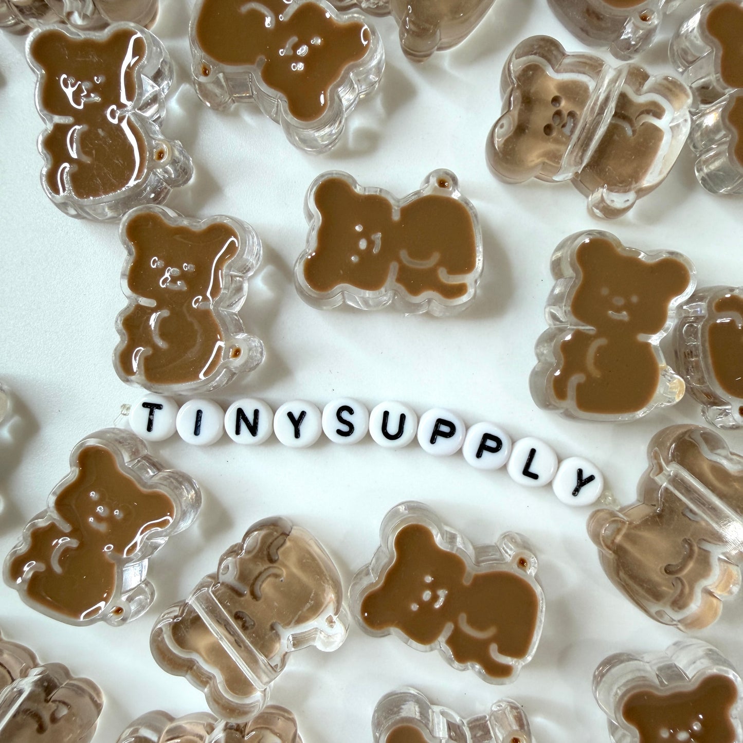 Chunky Transparent Brown Bear Acrylic Bead (26.5x20mm)