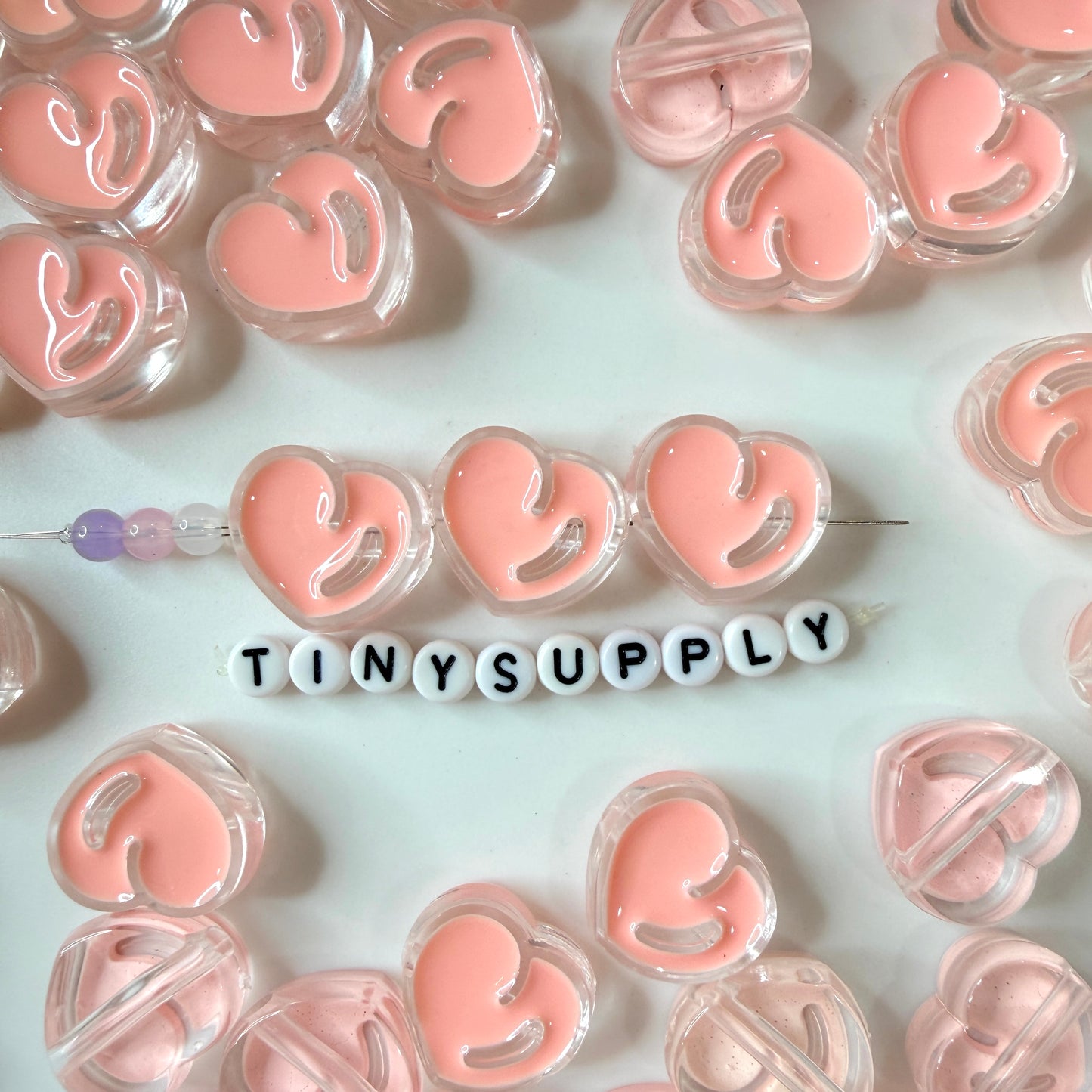 Chunky Transparent Pearl Pink Peach Acrylic Bead (20x21.5mm)