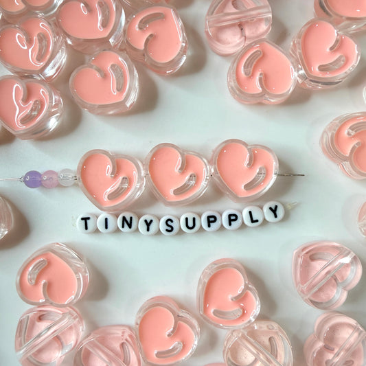 Chunky Transparent Pearl Pink Peach Acrylic Bead (20x21.5mm)