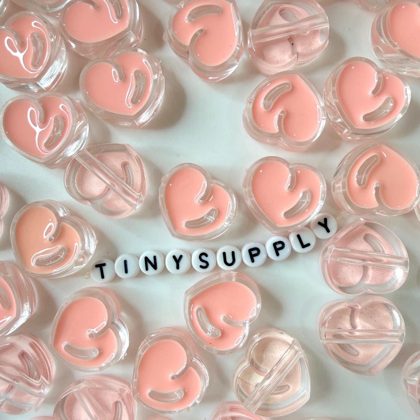 Chunky Transparent Pearl Pink Peach Acrylic Bead (20x21.5mm)