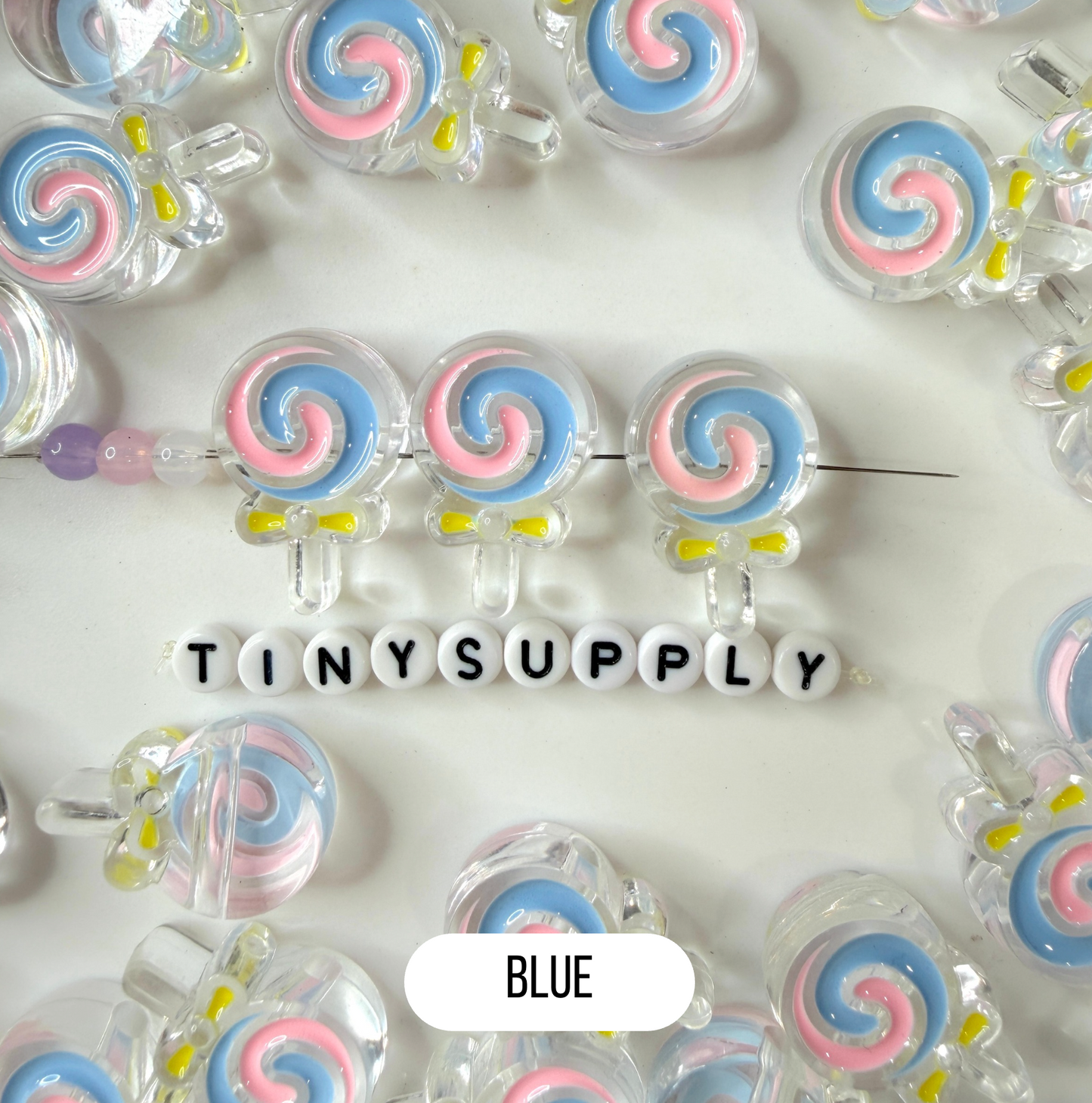 Chunky Rainbow Lollipop Enamel Acrylic Bead (18x28mm)