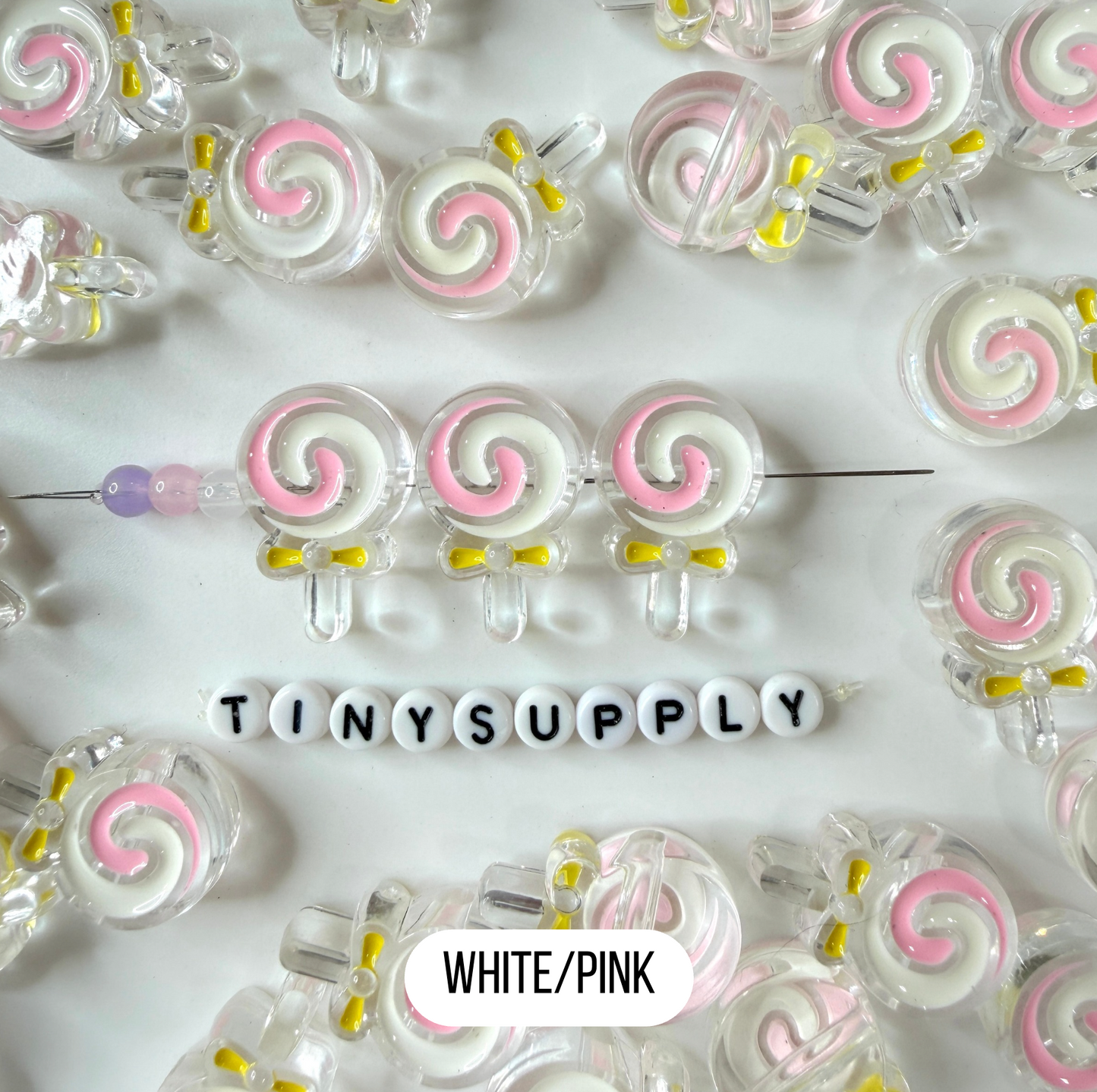 Chunky Rainbow Lollipop Enamel Acrylic Bead (18x28mm)