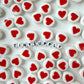 15MM x 7MM Red Heart with White Round Ceramic Bead