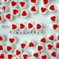 15MM x 7MM Red Heart with White Round Ceramic Bead
