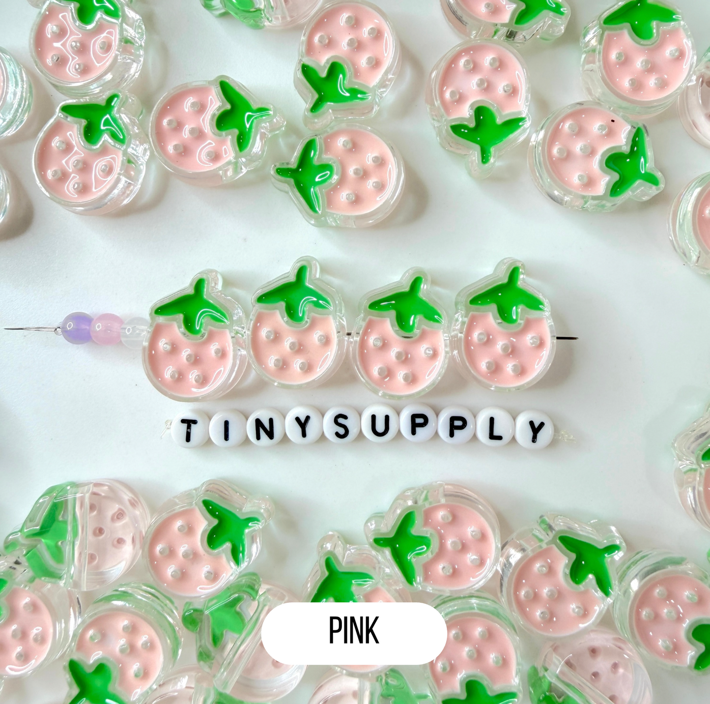 Chunky Strawberry Enamel Acrylic Bead (18x23mm)