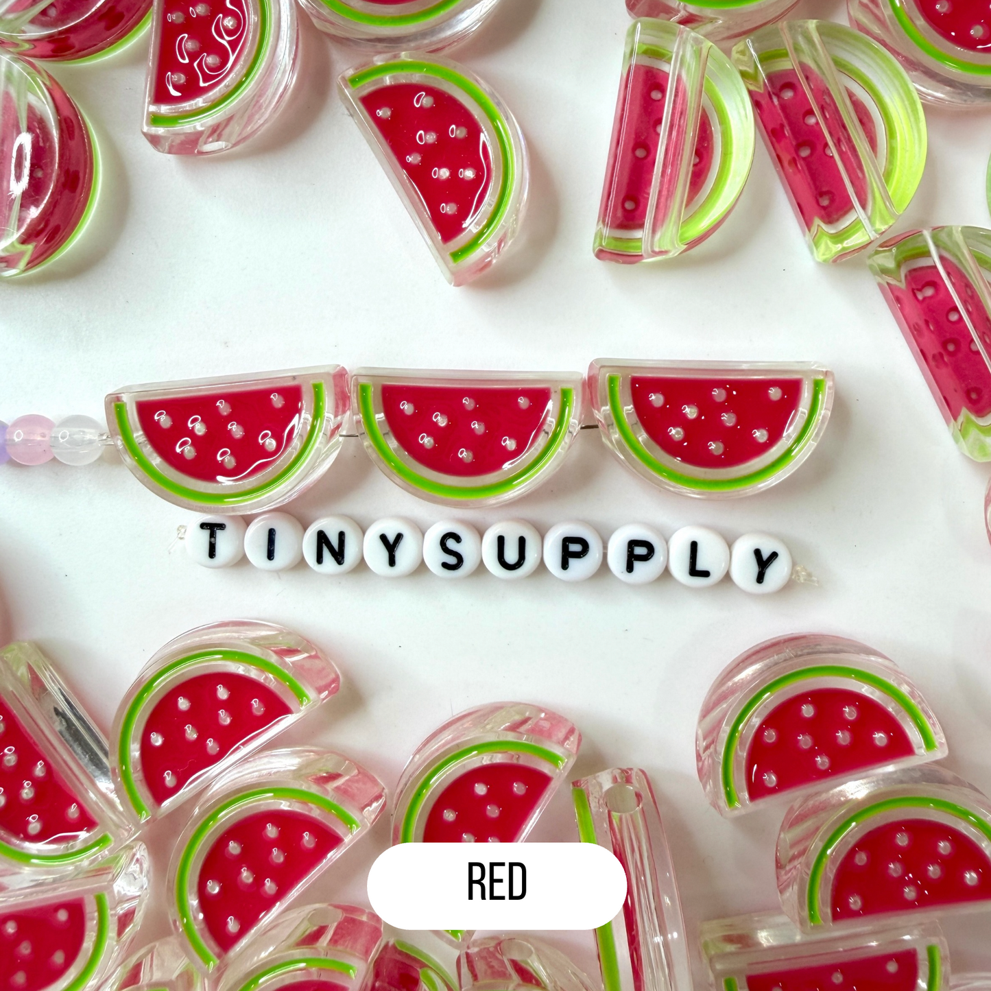 Chunky Watermelon Slice Enamel Acrylic Bead (15.5x26mm)