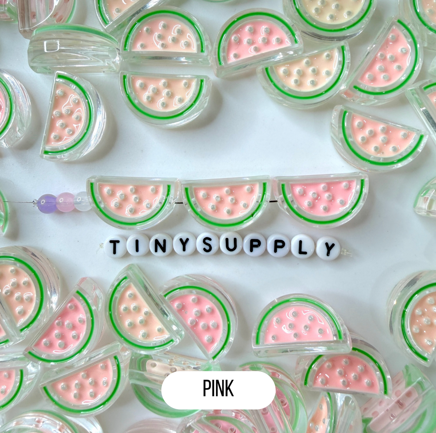 Chunky Watermelon Slice Enamel Acrylic Bead (15.5x26mm)