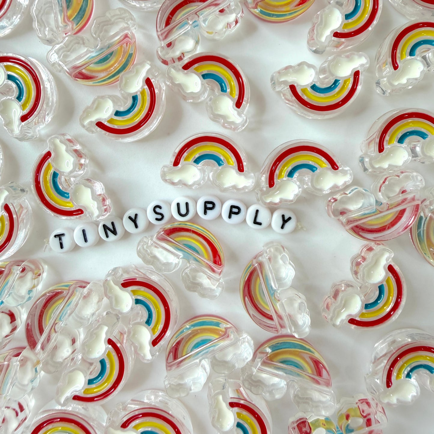 Chunky Rainbow with White Cloud Acrylic Bead (25.8 x 16.4mm)