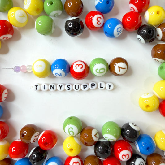 16MM Billiards Pool Balls Acrylic Beads (Available in Mixed or Individual)