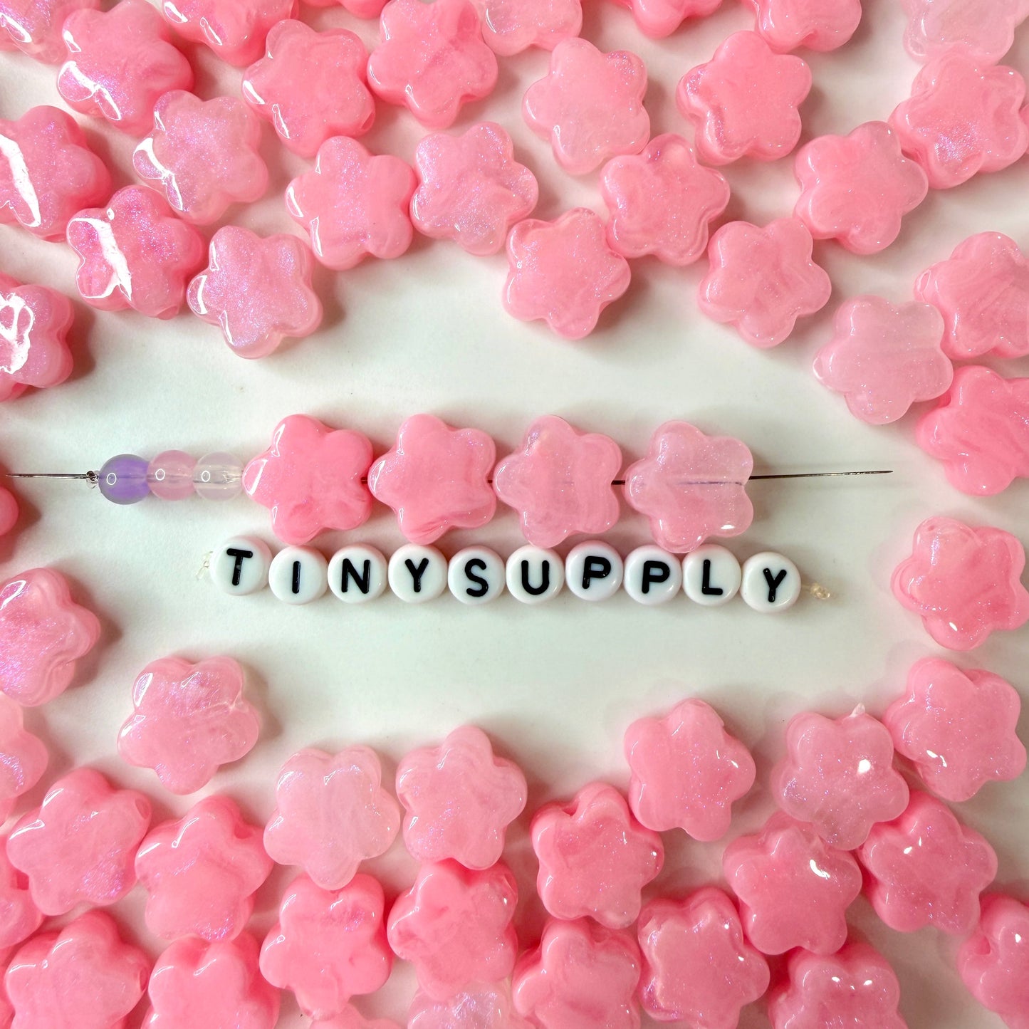 Chunky 15MM Pastel Acrylic Pink Star Flower Spacer Beads