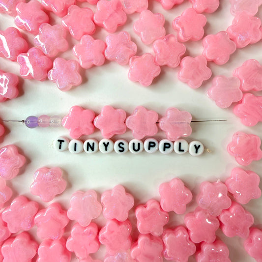 Chunky 15MM Pastel Acrylic Pink Star Flower Spacer Beads