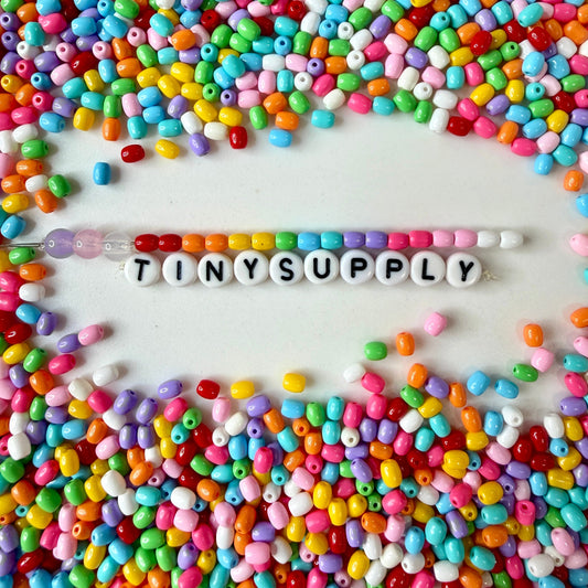 5mm x 4mm Bright Solid Colors, Oval Barrel Glass Seed Beads (D54-01)