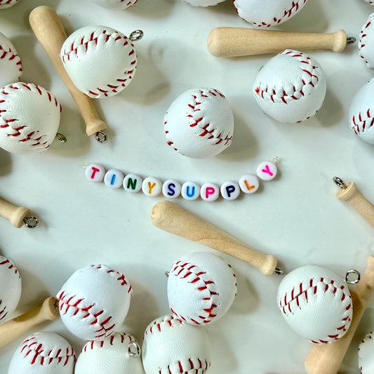 Baseball, Yellow Softball, and Bat Sports Themed Charms