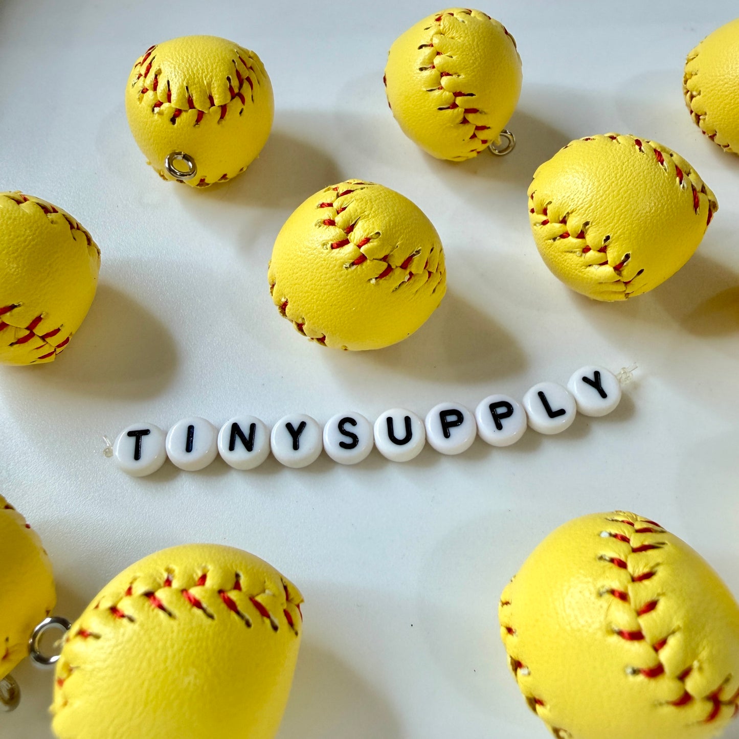 Baseball, Yellow Softball, and Bat Sports Themed Charms