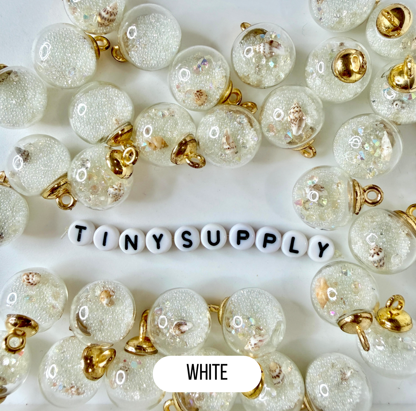 Transparent Glass Globe Orb with Glass Micro Pearls and Shell Jewelry