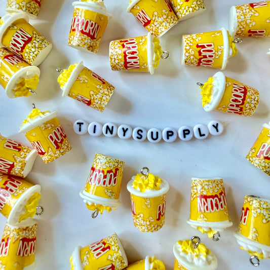 Yellow Popcorn Bucket Charms with Eye Pins (24mm x 18mm)