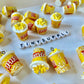 Yellow Popcorn Bucket Charms with Eye Pins (24mm x 18mm)