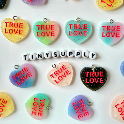 Cute True Love Heart Resin Charms with eyepin (24mm x 22mm)