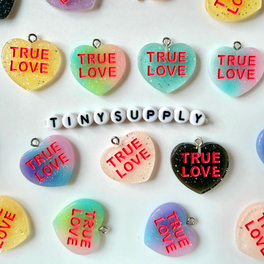 Cute True Love Heart Resin Charms with eyepin (24mm x 22mm)
