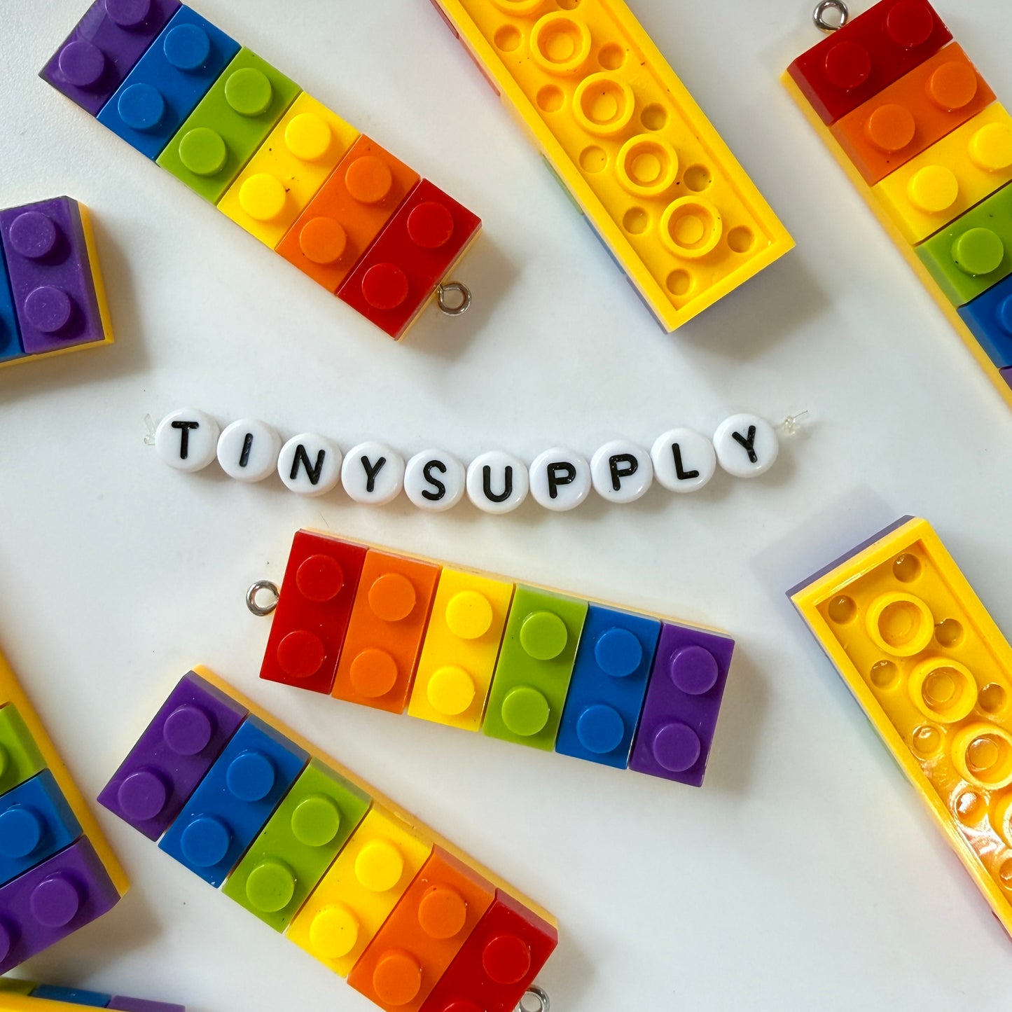 Rainbow Building Block Charm Pendant (4.8cm x 1.6cm)