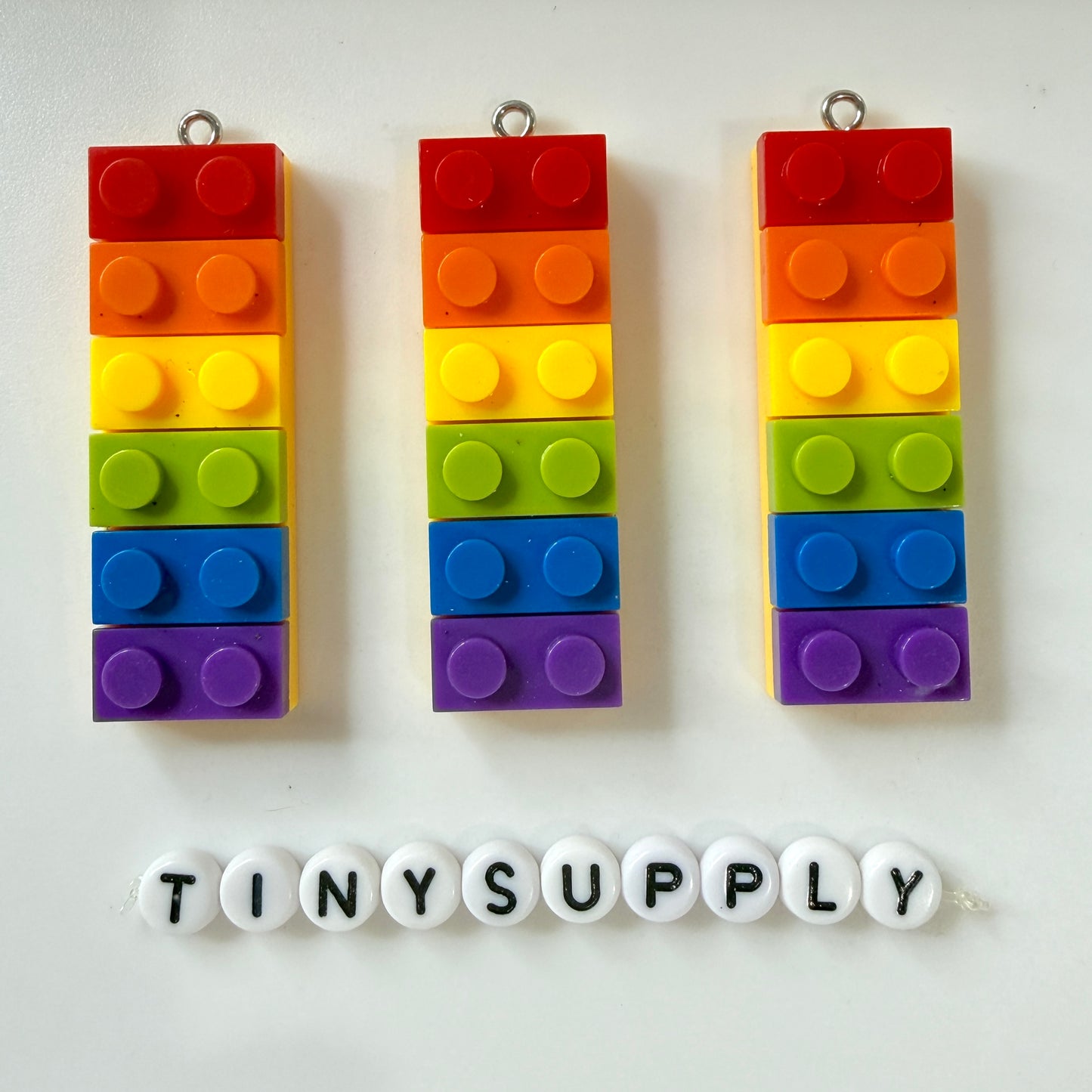 Rainbow Building Block Charm Pendant (4.8cm x 1.6cm)