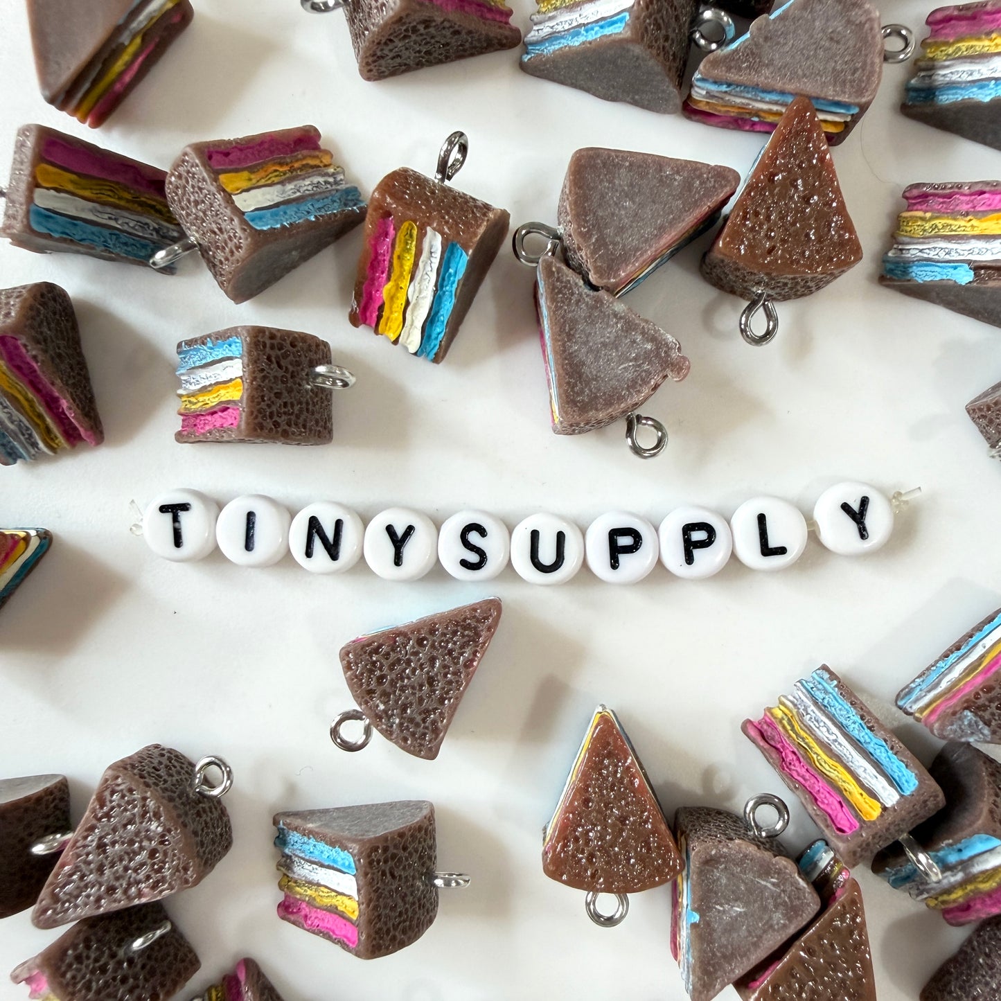 Cute Chocolate Cake Slice Piece Charm (21mm x 12mm)