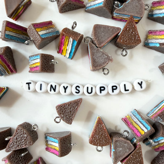 Chocolate Cake Slice Piece Charm (21mm x 12mm)