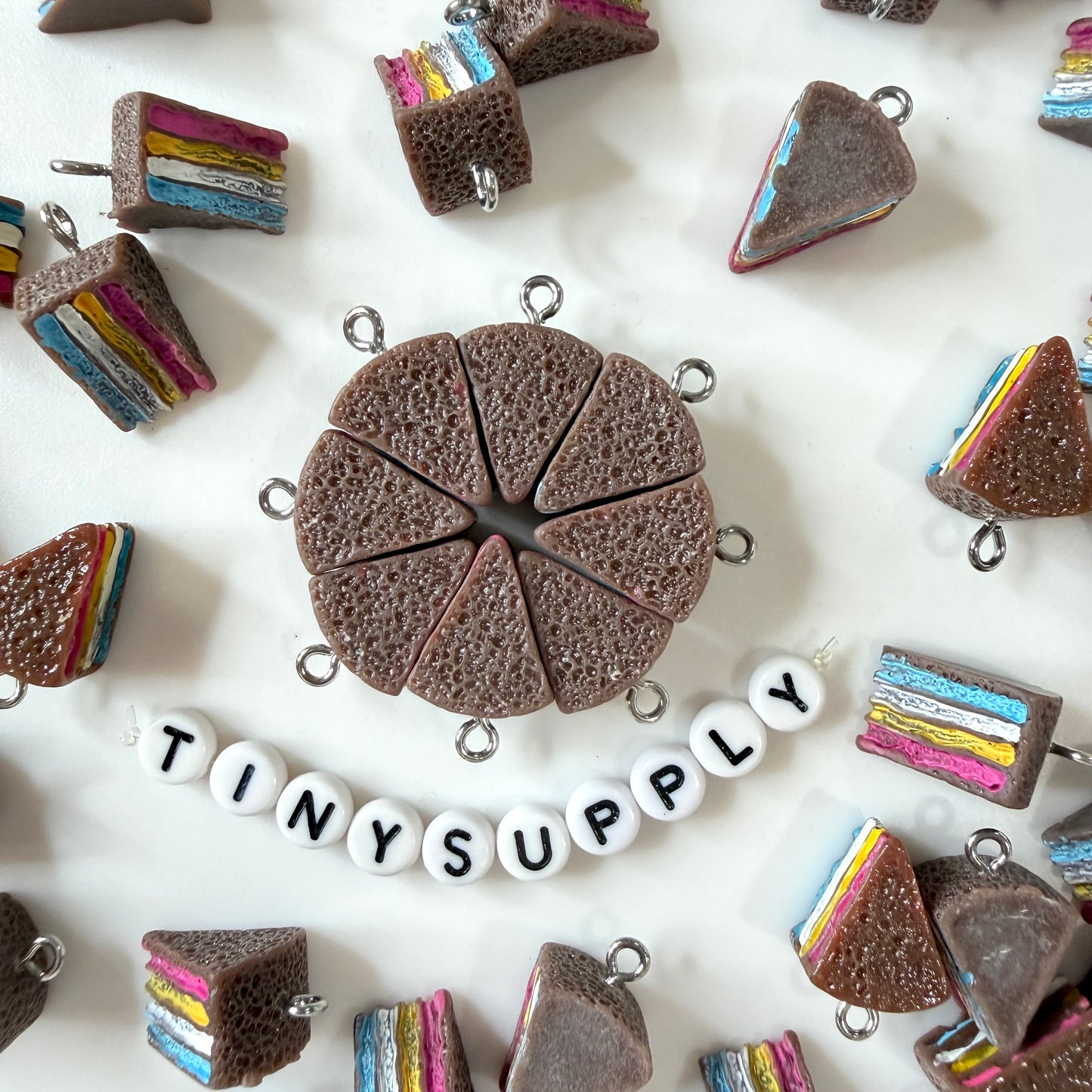 Cute Chocolate Cake Slice Piece Charm (21mm x 12mm)