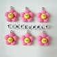 Pink Flower with Happy Face Charm (21MM X 21MM)