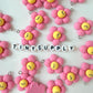 Pink Flower with Happy Face Charm (21MM X 21MM)