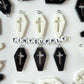 Halloween Black White Coffin Cross Resin Charm with Eye Pin (29mm x 16mm)