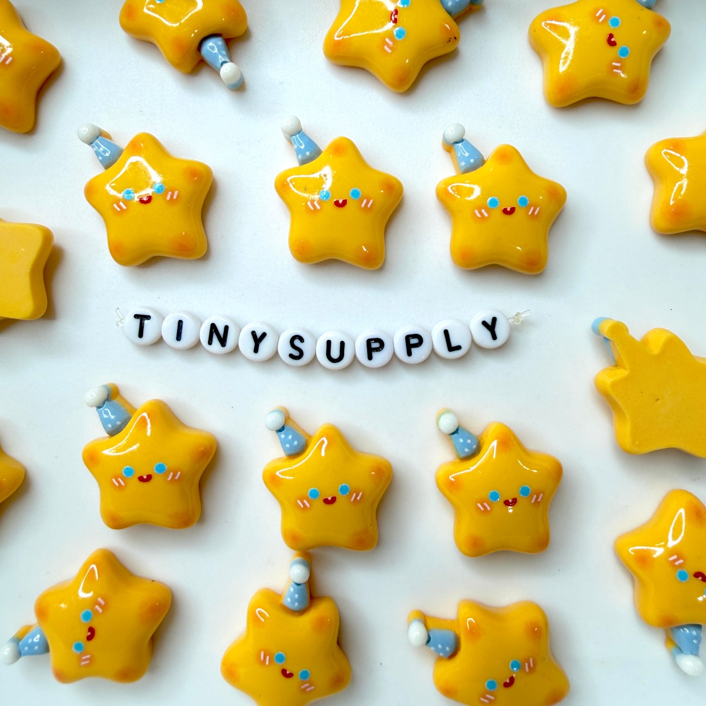 Birthday Party Bear, Bunny, and Star Themed Cartoon Character Flatback Cabochons