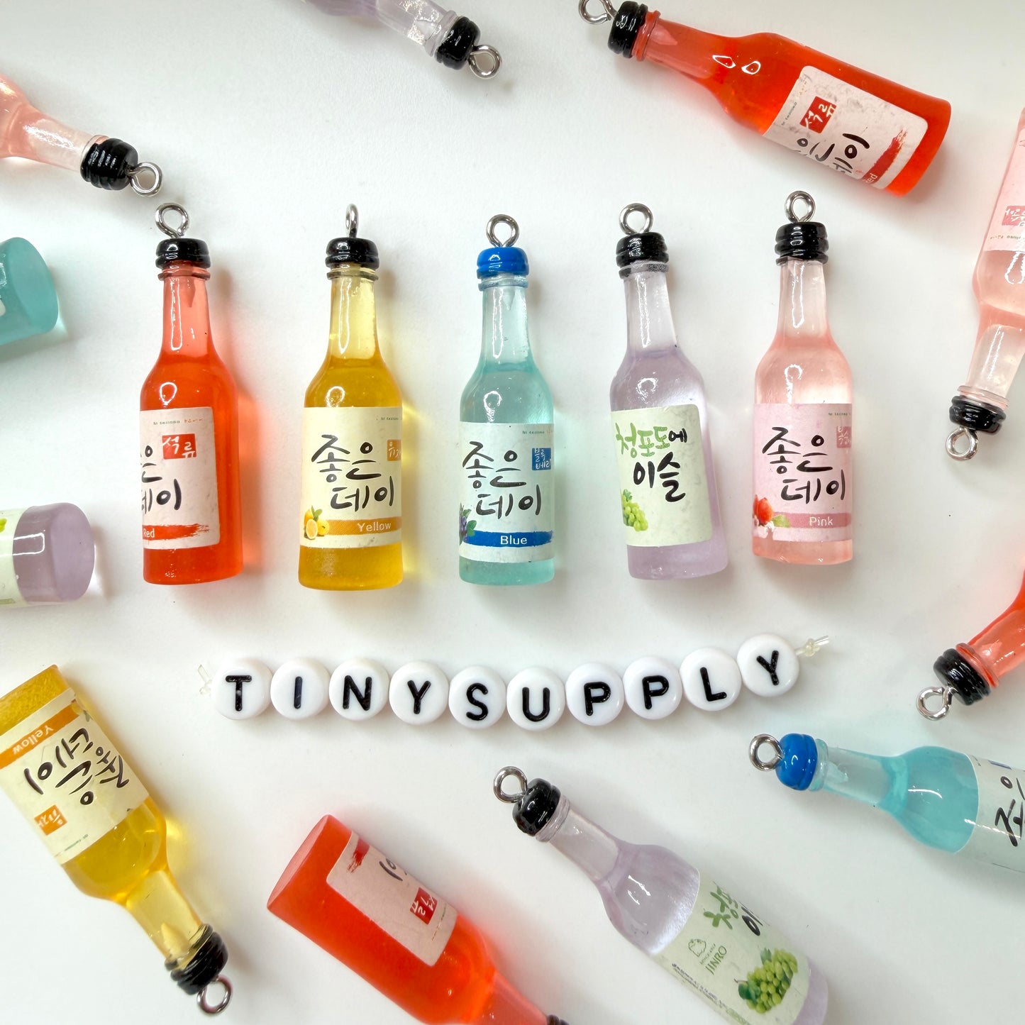 Cute Korean Alcohol Soju Beer Bottle Charm (12mm x 40mm)
