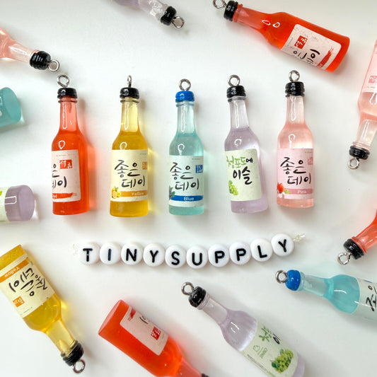 Cute Korean Alcohol Soju Beer Bottle Charm (12mm x 40mm)
