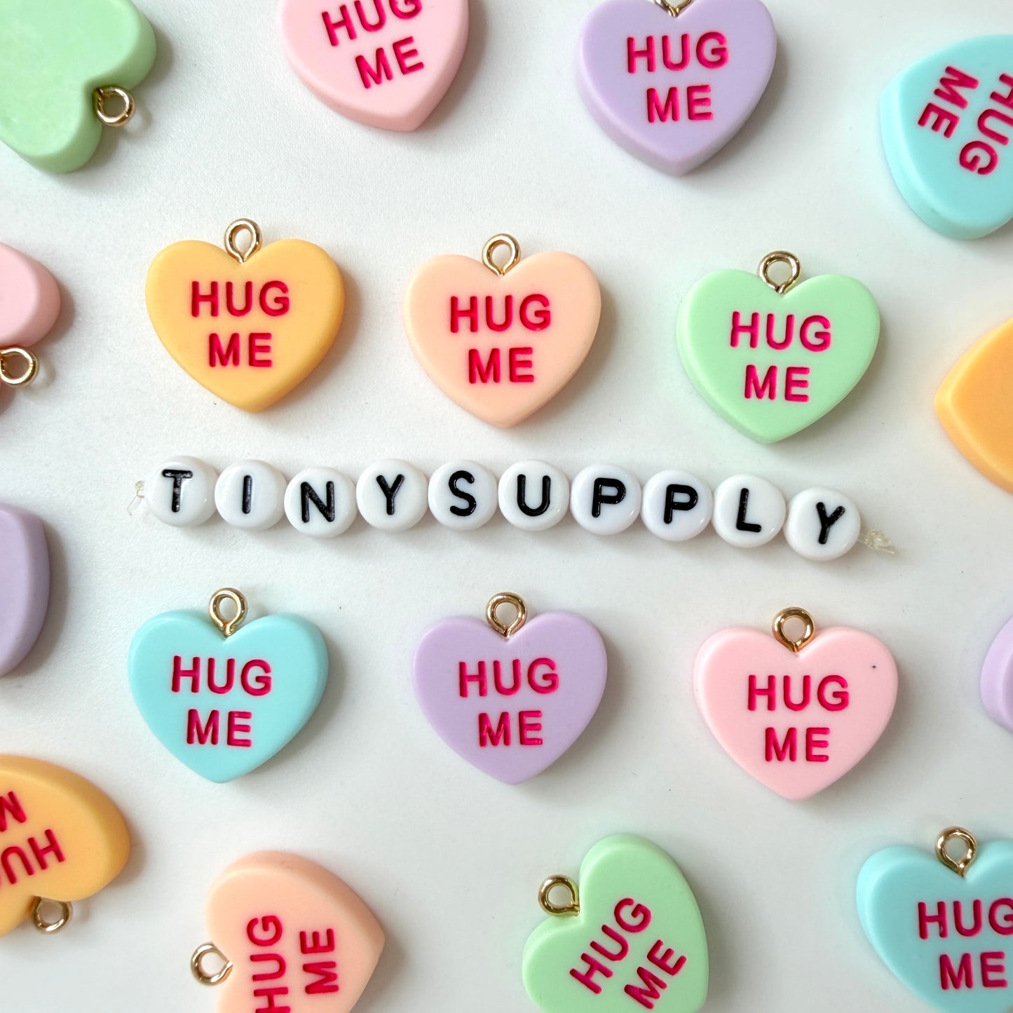 Hug Me Pastel Colorful Valentines Day Heart with Eye Pin Charm (18mm x 11mm)