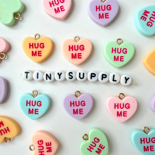 Hug Me Pastel Colorful Valentines Day Heart with Eye Pin Charm (18mm x 11mm)