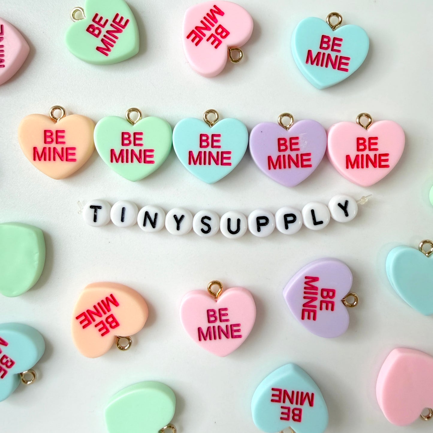 Be Mine Pastel Colorful Valentine's Day Heart with Eye Pin Charm (18mm x 11mm)