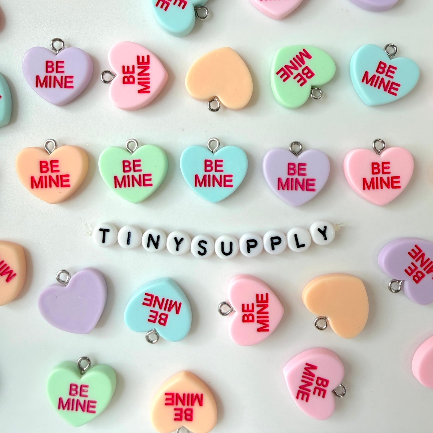 Be Mine Pastel Colorful Valentine's Day Heart with Eye Pin Charm (18mm x 11mm)