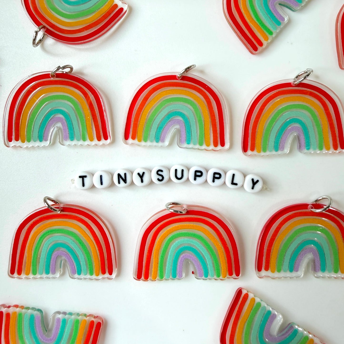 27MM x 39MM Acrylic Rainbow Charm with Ring