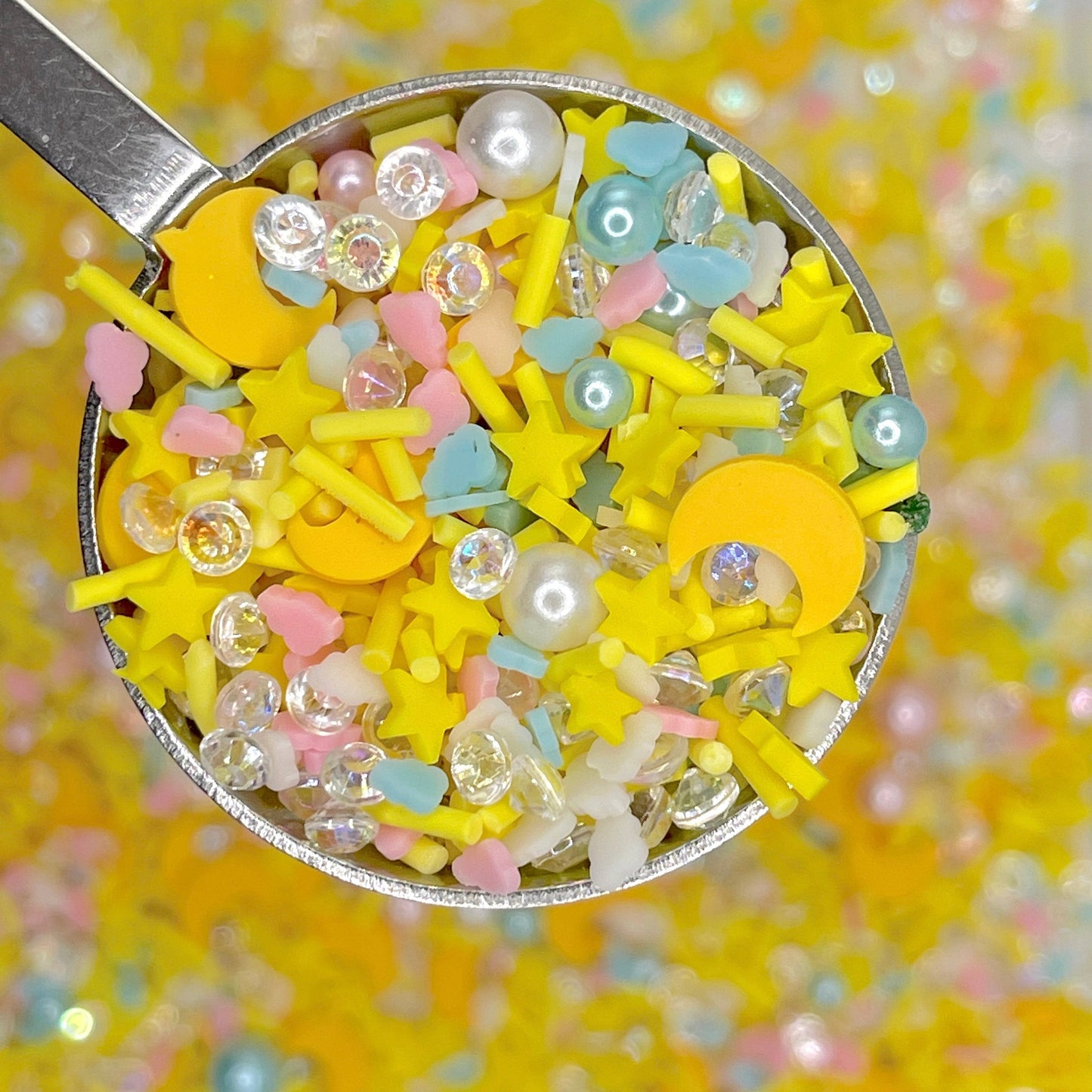 FAKE Sky Moon Star Clouds w/Pearls Polymer Clay Sprinkle Mix (NOT EDIBLE) D10-17
