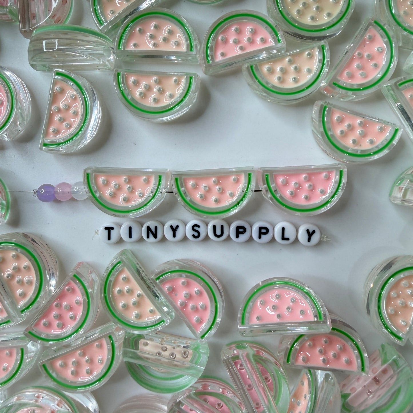 Chunky Watermelon Slice Enamel Acrylic Bead (15.5x26mm)
