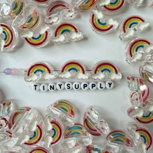 Chunky Rainbow with White Cloud Acrylic Bead (25.8 x 16.4mm)