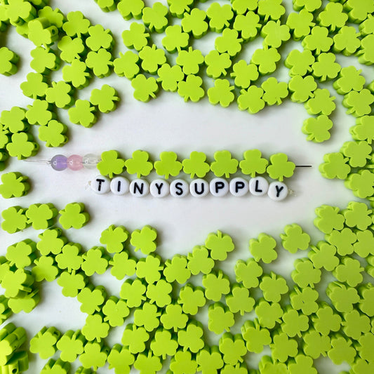 10MM Green Clover Themed Polymer Clay Beads