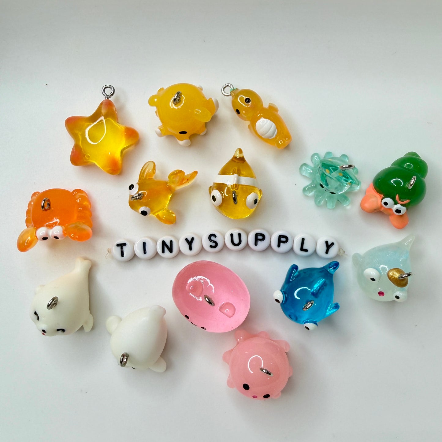 Resin Squid, Cuttlefish, Stars, Jellyfish, Marine Life Themed Resin Charms
