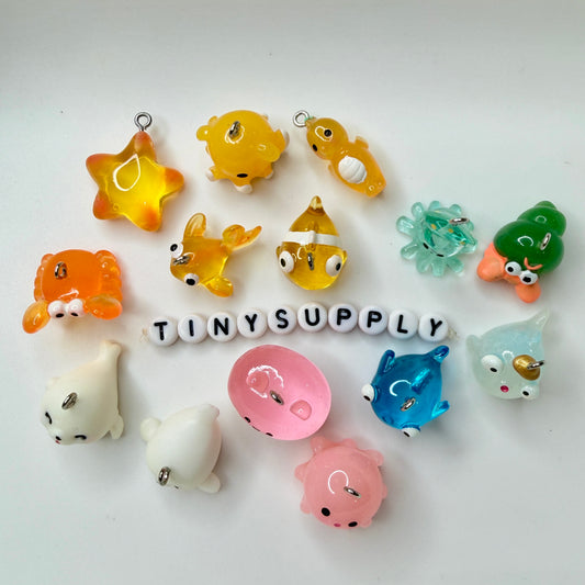 Resin Squid, Cuttlefish, Stars, Jellyfish, Marine Life Themed Resin Charms